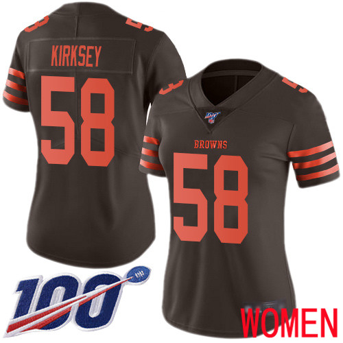 Cleveland Browns Christian Kirksey Women Brown Limited Jersey 58 NFL Football 100th Season Rush Vapor Untouchable